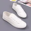 Casual Shoes Unisex White Canvas Summer Vulcanized Lace-up Students Cloth Shoe Women's Flats Sneakers Women Board