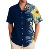 Men's Casual Shirts Hawaiian For Men 3d Grass Print Street Designer Short Sleeved Oversized Shirt High-quality Clothing Beach Top