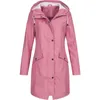 Vestes Femmes Femmes Solid Rain Veste 2024 Randonnée en plein air Sweat à capuche imperméable coupe-vent long manteau femme chaud vêtements d'extérieur coupe-vent