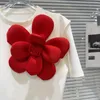 Camisetas femininas 2024 verão estilo clássico estéreo girassol camisetas para mulheres cor colisão design manga curta tshirt senhoras tops