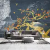 Tapety Diantu niestandardowa tapeta mural chińska złota linia rysunek krajobrazowy kwiat Plum Kraj