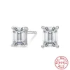 S925 Sterling Silver Geometric Square Super Sparkling Diamond Earrings Japanese and Elegant Luxury Style Glg7