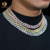 10k 14K Gold plaqué une rangée 12 mm Miami Hip Hop Iced Out Fashion Cuban Chain Moissanite Sier Pass Diamond Test