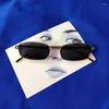 Solglasögon godisfärg Vintege Metal Cat Eye UV400 Men Female Summer Street Eyewear For Women Korea Style Square Sun Glasses