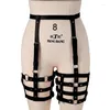 Ceintures en cuir noir porte-jarretelles cage cuisse goth punk anneau en métal ajuster ceinture jarretelle sexy lingerie danse rave jupe harnais de corps