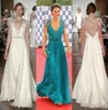 Hunter Lace Chiffon Evening Formal Red Carpet Dresses with Crystal Belt 2019 Kate Middleton in Jenny Packham Full length Occasion 7471695