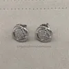 Vintage 925 Designer Stud Earrings for Women Girl Creative Square Diamond Twist Winding Geometric Round Clear Stone Handmade Party Silver Color Jewelry Earring