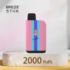 Autentyczny Bruze Stiik Tank 2000 Do jednorazowego ładowania elektronicznej cewki z siatką papierosową akumulator 650 mAh 2% 5% Poziom 6 ml Prefilled POD 18Flavors Puffs 2000 Vape Pen