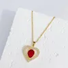 Pendentif Colliers Multicolore Pierre Coeur Collier Romantique Amour Rouge Femme Avec Cristal Doré Designer Bijoux Cadeaux