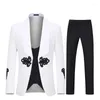 Costumes pour hommes Motif floral Hommes pour mariage Groom Wear Tuxedos Slim Fit Un bouton Mâle Mode Blazer 2 pièces (veste pantalon) 2024