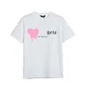 Designer PA t-shirt marque de luxe vêtements chemises pulvérisation coeur lettre coton à manches courtes printemps été marée hommes femmes t-shirts