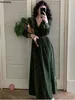 Women Vintage v Deck Velvet Dresses Style French Style Elegant Slim Barty Prom Robe Autumn Winter Long Sleeve Vestidos 240321