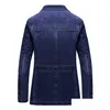 Abiti da uomo Blazer Marca Uomo Giacca di jeans Giacca da uomo Cappotto Autunno Primavera Slim Cotone grasso Giacche da abito casual Uomo Mascino 3Xl 200 Dhu5N