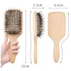 Tools Boar Bristle Brush Wood Hair Brush Peine OAK Wood Combs for Women Barber Beauty Care Paddle Scalp Massage Brush