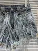 DEAT Streetwear moda cuentas de diamantes pluma borlas pantalones cortos de mezclilla para mujeres pantalones cortos de cintura alta 2024 mujer otoño 11XX5620 240321