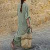 Basic Casual Dresses Summer Long Dress Cotton Linen Casual Dresses 2023 New Striped Loose Maxi Dress Sundress Vacation Clothes For WomenC24315