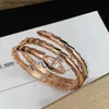 Pulseras con dijes Sanke Diamond Gold Brazalete Joyería de diseño para mujeres 18K Oro rosa Chapado en plata Puño S Mujer Joyas Chica Dama Hombre Paty Regalo de vacaciones Q240321