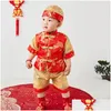 Vêtements ethniques Baby Boys Style chinois Brodé Hanfu Tops Pantalons Chapeau Ensembles Tang Costume Enfants Année Anniversaire Tenues Oriental Drop Deliv Ot6J5