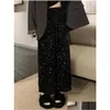 Saias Mulheres S Sparkly Lantejoulas Midi Saia Cintura Alta Glitter Lápis Bodycon Formal Cocktail Party Slit Drop Delivery Vestuário Womens Clo Ot3Vj