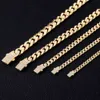 5mm 6mm 8mm 10mm 12mm bredd Moissanite Cuban Link Chain Halsband Sier 10K 14K Gold Hip Hop smycken redo att skicka