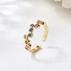 Bagues de cluster Zircone Cubique Bague Ouverte Micro Pave Zircon Réglable Simplicité Irrégulière Cuivre En Laiton Cercle CZ Ouverture Anillo Bijoux