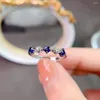 رواتب الكتلة 3 مم خاتم الفضة من الياقوت الأزرق لفتاة شابة طبيعية صلبة 925 مجوهرات