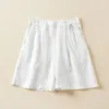 Kvinnors shorts snörning linne kvinnlig sommar koreansk mode chic designkänsla av elegans hög midja bomulls fritid fem minuters byxor