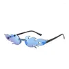 Zonnebril Fshion Flame Wave randloze bril Vintage Outdoor Cycling Eye Party Cosplay Eyewear Accessoires