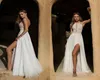 Asaf Dadush 2019 Boho Sexiga bröllopsklänningar Halter Neck Bohemian Lace Chiffon Split Wedding Dress A Line Beach Brudklänningar Robe De1500058