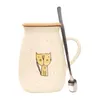 Кружки 500 мл, креативные уникальные керамические чашки с котенком для чая с крышкой, ложка, мультяшная пара, чашка для кофе и молока, оптовая продажа