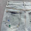 Purple Brand Streetwear Trend med stänkat bläck och rivna denimshorts för män på sommaren