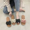 슬리퍼 zapatillas de casa antideslizantes para mujer zapatos playa con lazo a la moda combinan todo 여자 신발