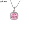 Pendentif Colliers Carré Rose Micro Ensemble Zircon Collier De Clavicule S925 Sterling Argent Minimaliste Ins Fille Coeur Style Accessoire