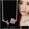 Chokers Choker Leeker Rose Flower Rhinestone Halsband för kvinnor Sier Color Jewelry Chain Wedding Accessories Drop Delivery Halsband P DHBY4