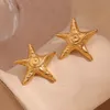 Whirlpool Hammer Pattern Pentagonal Star Earrings 316L rostfritt stål Kvinnorörhängen 18K Guldpläterad gåva