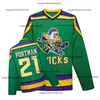 Han Duck Green Ducks Brodery Hockey Jersey Street Shirt 66 Bombay 44 Reed 33 Goldberg 21 Portman