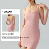 Lu Womens Designer Clothing Dress Summer Solid Color Base Suspender with Chest Pad,sexy Tight Fitting, Slimming and Buttocks Wrapped Sports