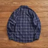 Men's Casual Shirts Vintage Loose Corduroy Plaid Shirt Heavy Cotton Wash To Do Old Pocket Cargo Fashion