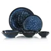 Plates 20 Pieces Round Stoare Triple Bowl Dinnerware Set In Blue Plate Tableware Of Dinner Sets Dish