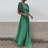 Casual Dresses Formal Party Dress Women Sexy Deep V-Neck Long Solid Color Elegant Flying Sleeves Backless Maxi Evening Robe