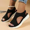 Geklede schoenen Comfortabele open teen sleehaksandalen voor dames - Gebreide sport met dikke zolen Casual zomerkleding
