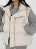 Gilets Vintage en coton gris pour femmes, épais, chaud, décontracté, ample, sans manches, fermeture éclair, débardeur, mode féminine, automne 2024, Tide X552