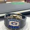 Manlig tidstycke armbandsur rm handleds titta på kvinnors serie 52.63x34.4mm automatisk mekanisk kalender kvinnor klocka svart keramisk svart läppring med diamant RM037