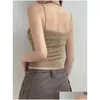 Mulheres Tanques Camis Qweek Vintage Y2K Lace Mulheres Retro Y Caropped Tops 2024 Primavera Skinny Slim V-Neck Vest Tees 2000S Drop Delivery App Otvyg