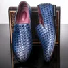 Casual Shoes Men Slip On Weave Leather Office Luxury Formal Loafers Moccasins 2024 Italian Male Driving