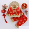 Etnische kleding Winter kinder Hanfu katoen bontkraag Tang pak dik meisje Baby jongens Chinese stijl jaar jas broek hoed kleding Dr.