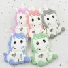 Halsketten 5 Stück Einhorn Silikon Baby Beißring Cartoon Tier Morderor BPA frei Nagetier Zähne Halskette DIY Geschenk Einhorn Baby Beißring