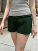 Pantalones cortos para mujer Mujeres Y2K Sudor Cintura baja Pierna ancha Cordón Mini Verano Lindo Waffle Lounge Salir
