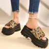 FLOPS 2023 SUMMER 9 COLERS BRAND NYA KVINNA SINGLE BAND Sandaler Black Nylon Chunky Platform Wedges Slipper Sandaler 3543