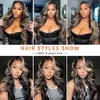 Perruque Lace Frontal Wig naturelle Body Wave ombrée 1B/30, à reflets ombré, 13x4 HD, densité 180%, pour femmes